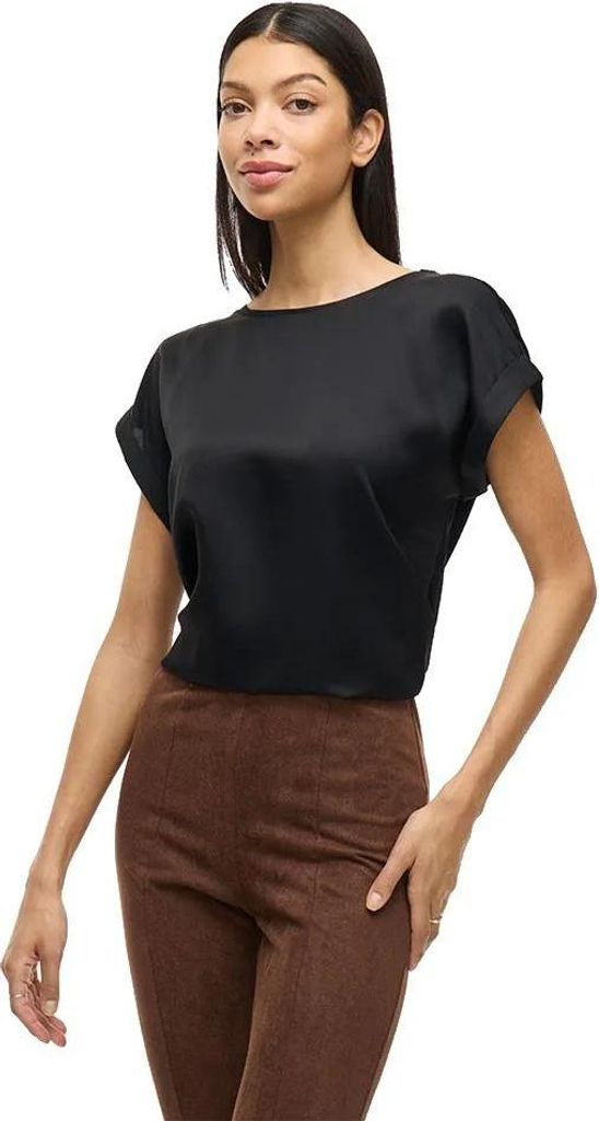Vila Ellette Satin Kurzarm-t-shirt Schwarz 34 Damen Schwarz 34