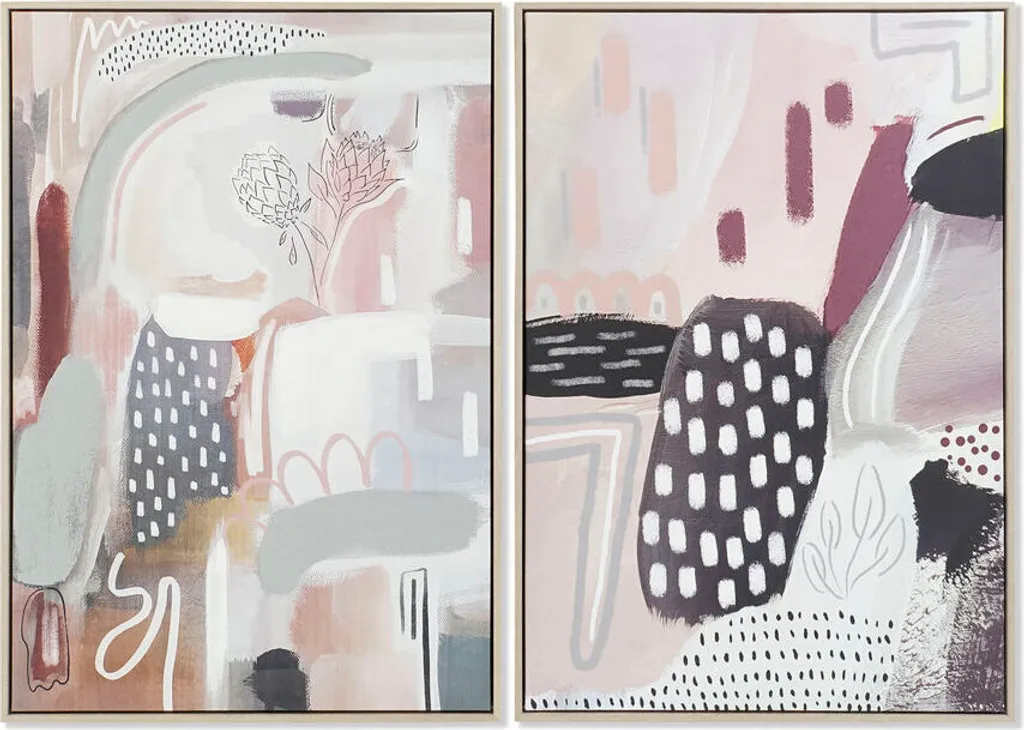 Décoration Murale Salon : Lot de 2 Tableaux Urbains Abstrait 63x93 cm