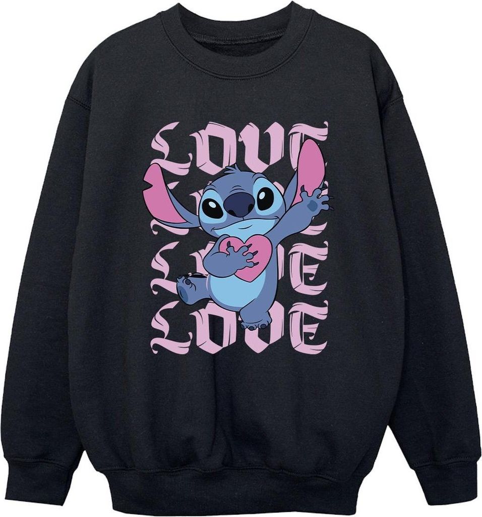 Lilo & Stitch - "Valentine Love" Sweatshirt für Jungen BI53420 (128) (Schwarz)