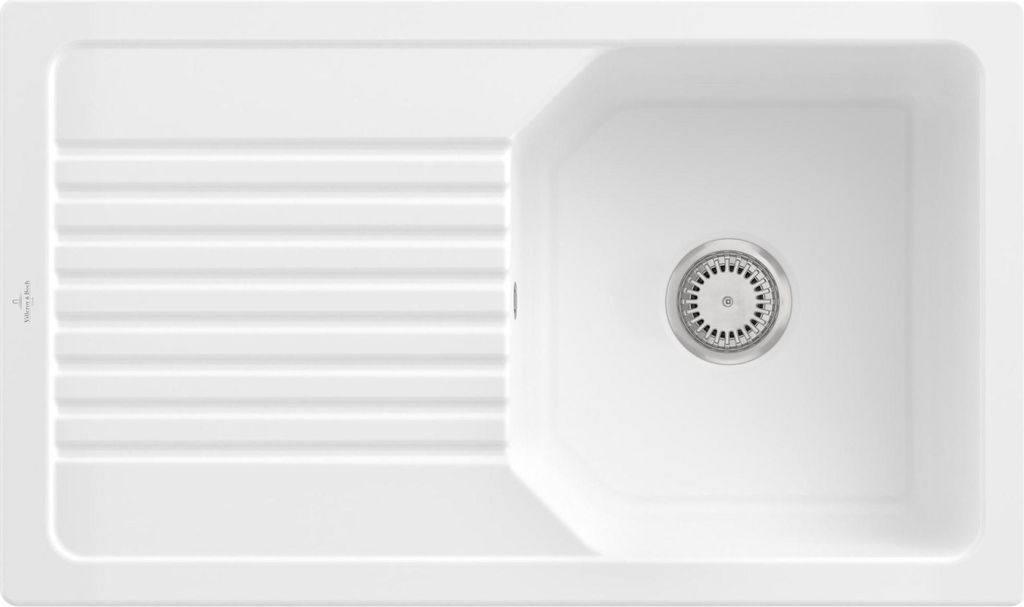 Villeroy & Boch 338501R1 Linara 50 Keramikspüle Einbauspüle Unterschrankbreite ab 50 cm Weiß Alpin mit Handbetätigung - inkl.
