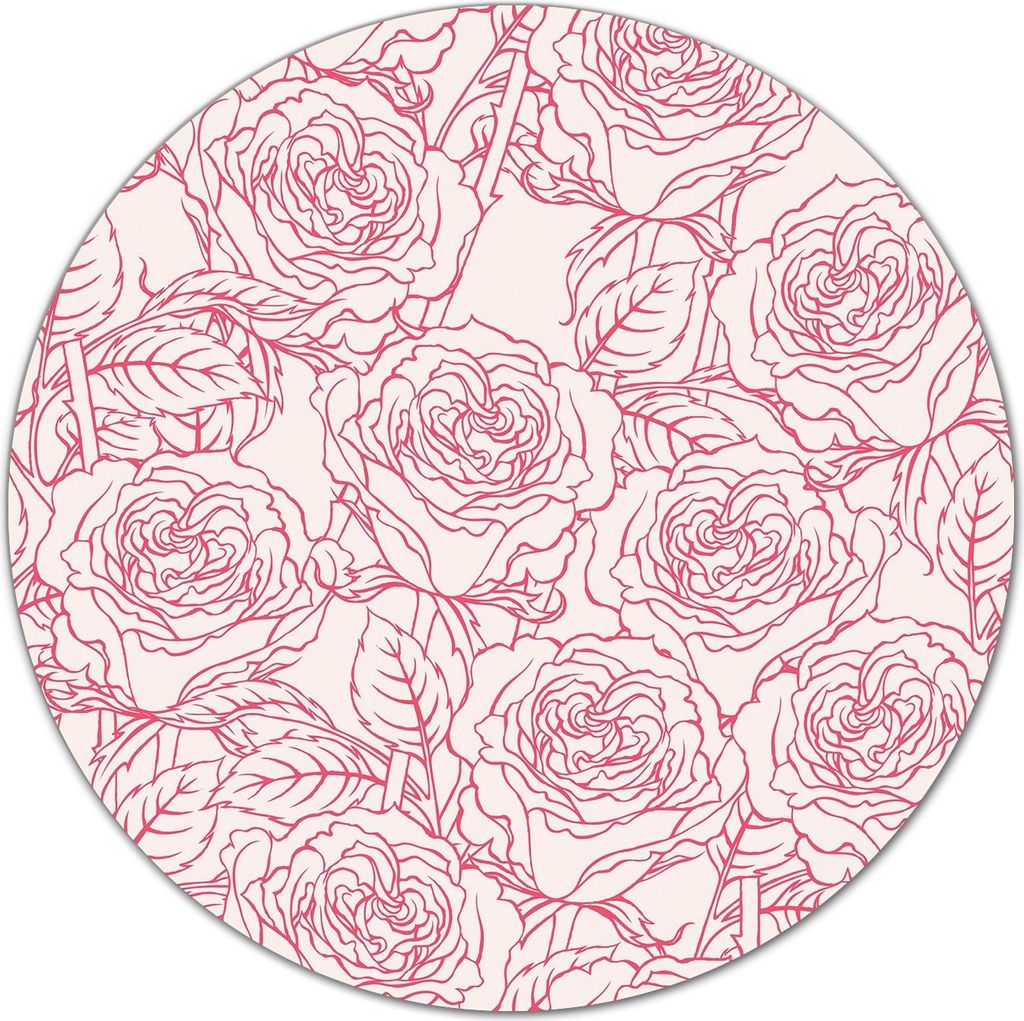 Herd-Abdeckplatte Glas Schneidebrett Ceranfeld-Abdeckung - 40 cm - Rosa Rosen Skizze