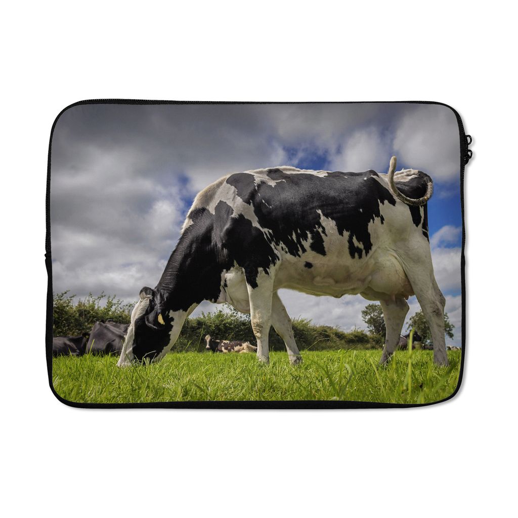 MuchoWow Laptop Hülle 13 Zoll Kuh - Gras - Schwanz - Tiere Laptoptasche - Laptophülle - Sleeve - Rundumschutz