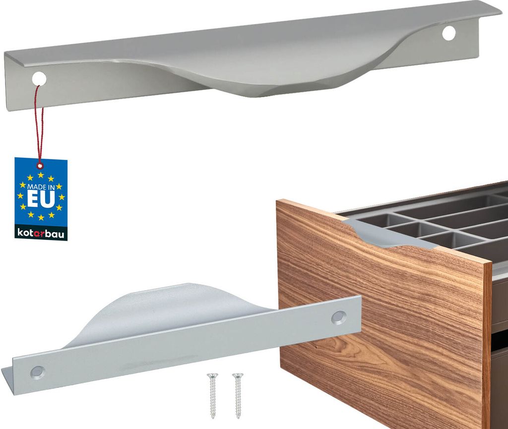 KOTARBAU Möbelgriff Möbelgriffe Schrankgriffe 128 / 148 mm ZnAl Küchengriffe Silber Griffe Möbel Türgriff Profilgriff Türgriffe Küche Schu...