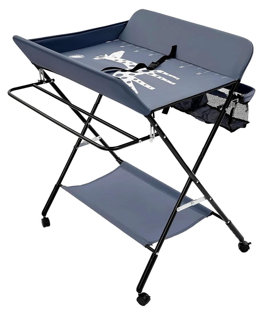 Wickelkombination, Faltbarer Wickeltisch, Tragbare Mobile Wickelkommode mit Rollen, bis zu 25 kg, Höhenverstellbare Wickelstation, Klappwickeltisc...
