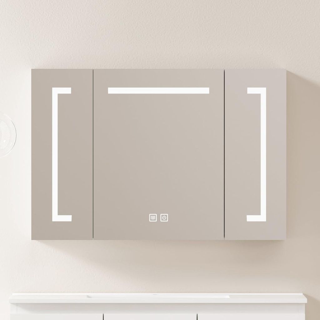 90cm Stylischer LED-Spiegelschrank, Wanderschrank – Produktbild 