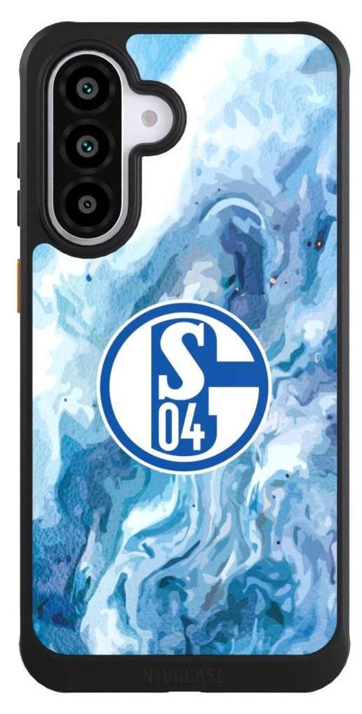 NIVOCASE Hülle für Samsung Galaxy A56 5G Handyhülle NIVOcore Case Schwarz FC Schalke 04 Fanartikel Logo