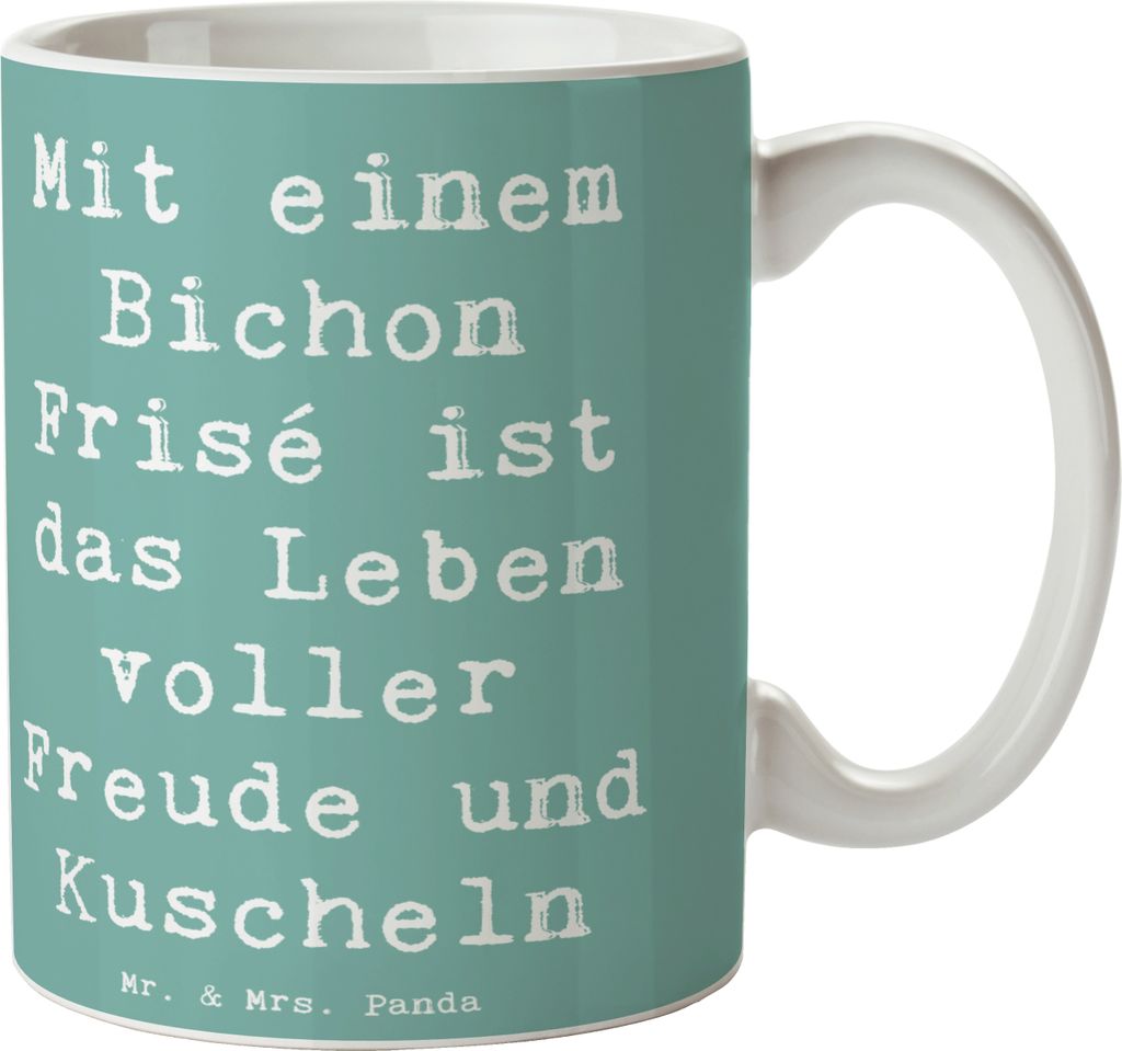 Mr. & Mrs. Panda Tasse mit Motiv Spruch Bichon Frisé Freude - Meeresbrise - Geschenk, Kaffeebecher, Hunderasse, Becher, für büro, Pott, Flauschi...