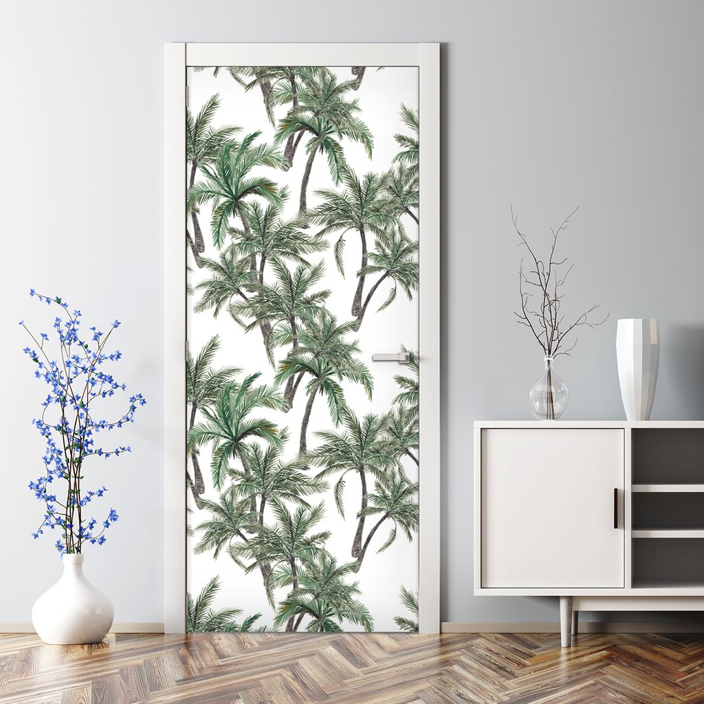 Dekorative Türposter Aufkleber selbstklebend Klebefolie Abnehmbarerdeko Tropische Palmen 77 x 200 cm
