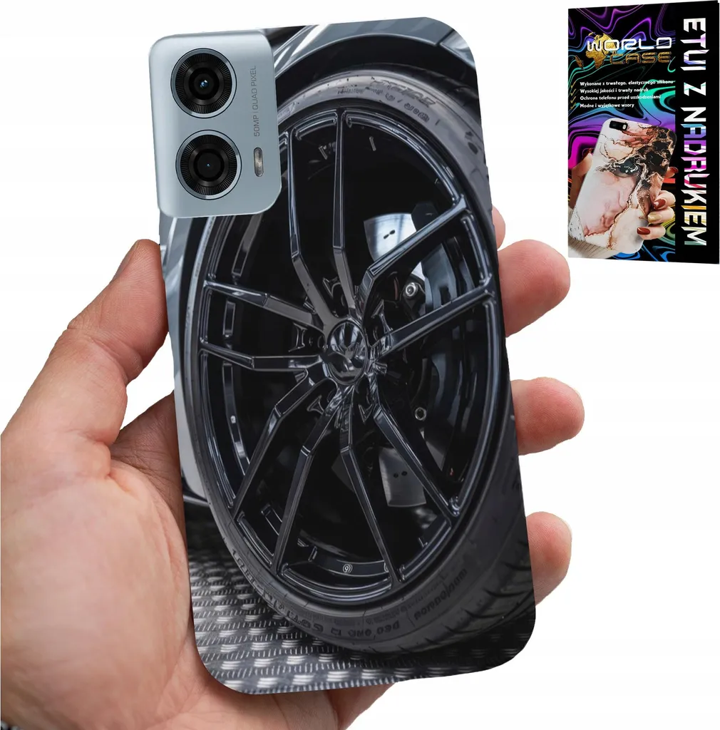 Custodia Rinforzata Motorola Moto G85 5G Cerchi Sportivi + Glass 9H