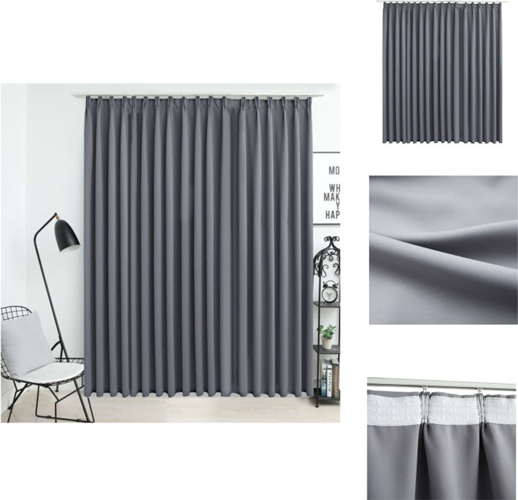 vidaXL Verdunkelungsvorhang mit Haken Grau 290 x 245 cm - Vorhänge & Gardinen