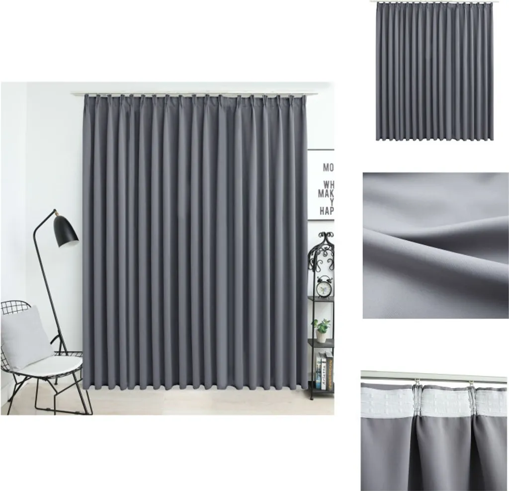 vidaXL Tenda oscurante con ganci grigio 290 x 245 cm - Tende e tendaggi