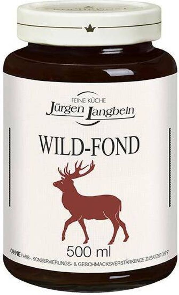 A jar of wild fond with a deer illustration.