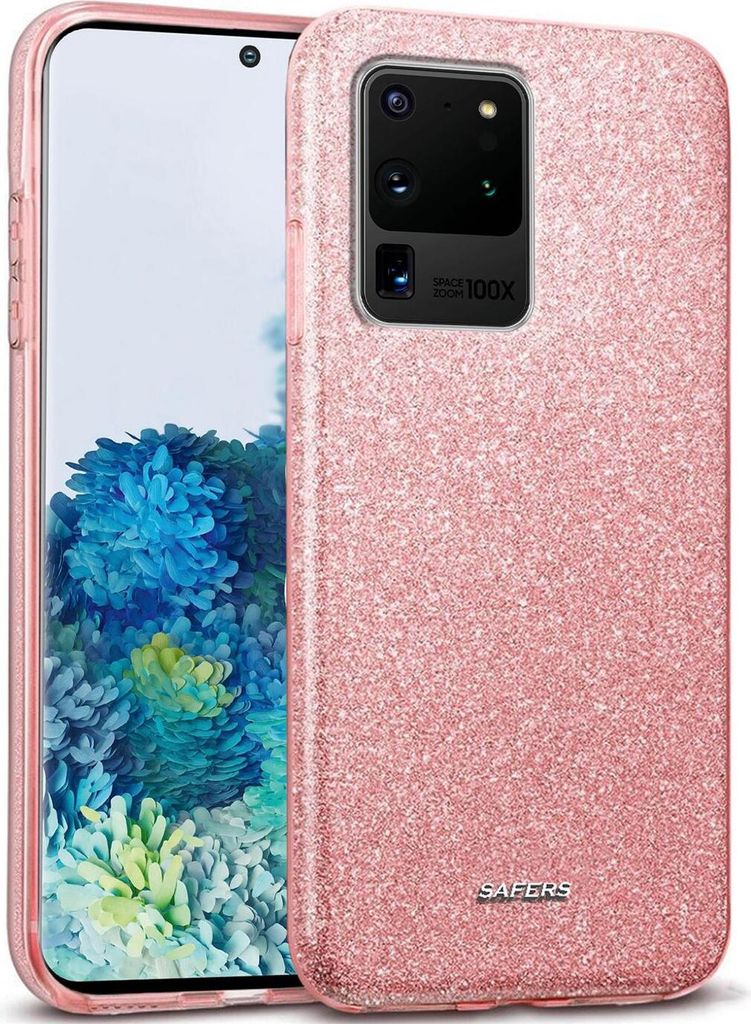 Conie Glitzer Schutzhülle für Samsung Galaxy S20 Ultra Hybrid Silikon Hard Case TPU Cover Hülle in Rosa