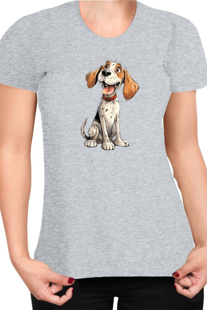 Damen T-Shirt Funny Dogs Breeds Beagle Dog Breed 010, Lady M / Grau