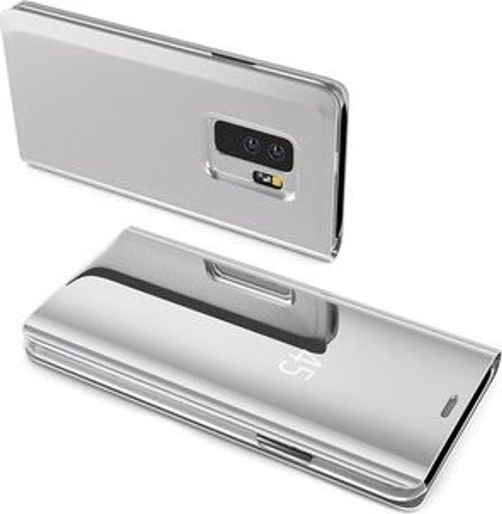 cofi1453 Smart View Spiegel Mirror Smart Cover Schale Etui kompatibel mit Huawei Y5 2019 Schutzhülle Tasche Case Schutz Clear Silber