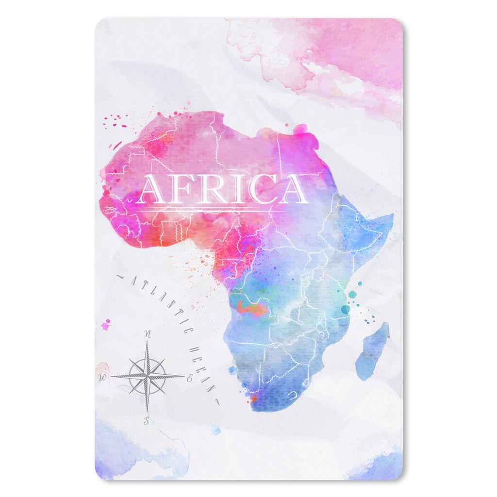 MuchoWow Mauspad Mousepad Aquarell - Weltkarte - Afrika 18x27 cm - Mousepads - Maus Mat - Pad - Mausunterlage