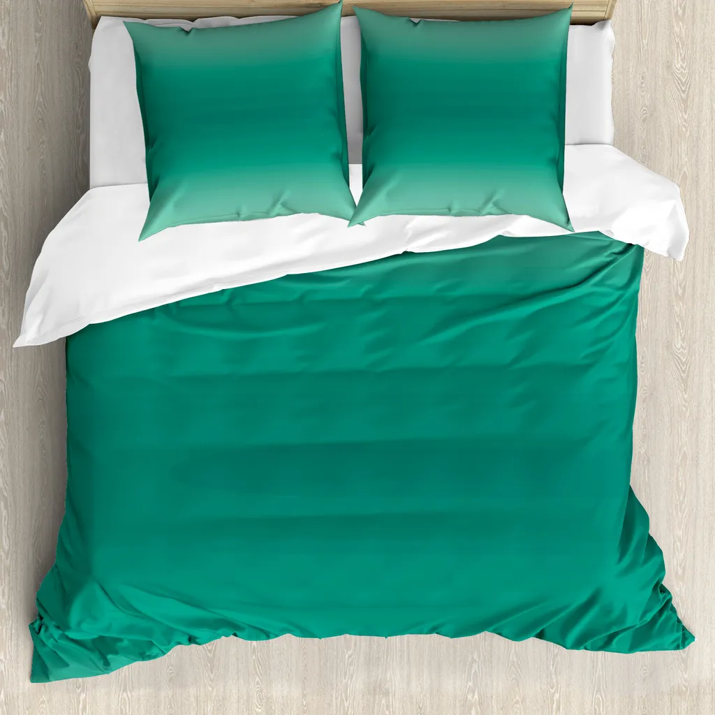 ABAKUHAUS Set copripiumino Ombre per letti matrimoniali, tema onde dell'oceano, antiacaro, adatto a chi soffre di allergie, con federe, color verde acqua