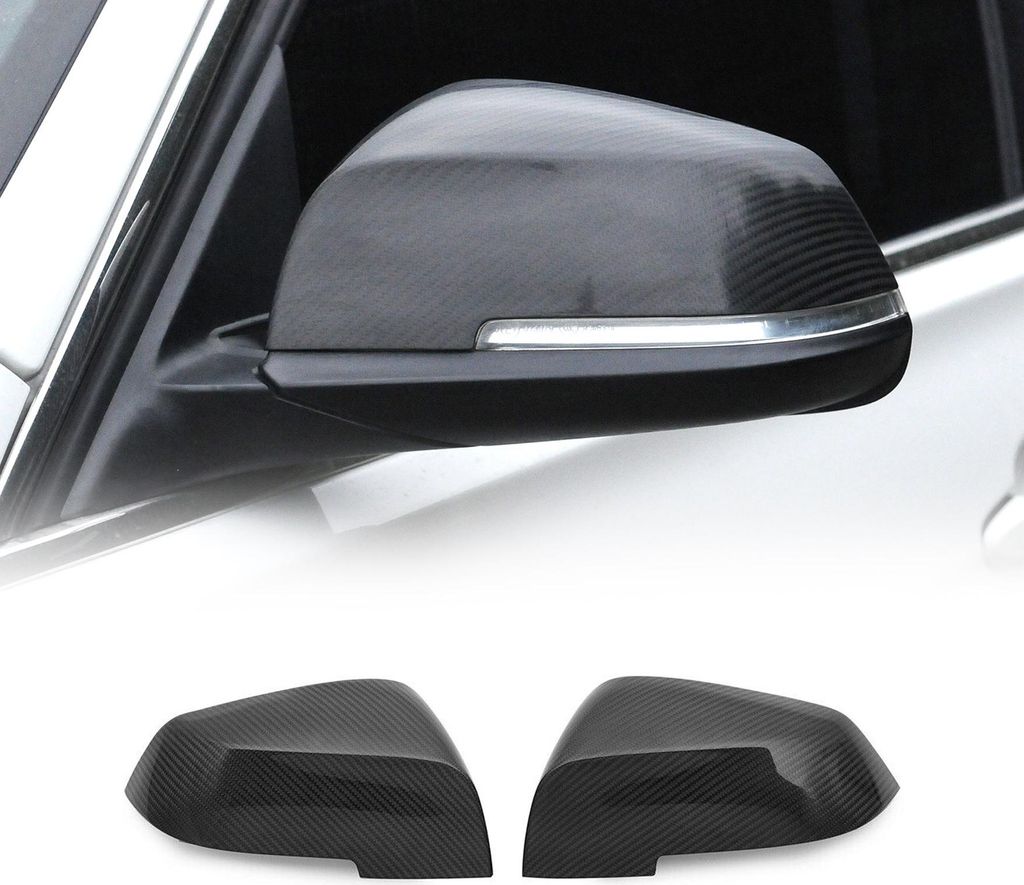 Spiegelkappen Leiste für BMW 3er F30 F31 F34 2012-2018 Kohlefaser Schwarz 2tlg