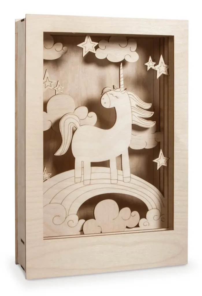Kit créatif Licorne 3D en bois massif 13 pièces montage sans colle