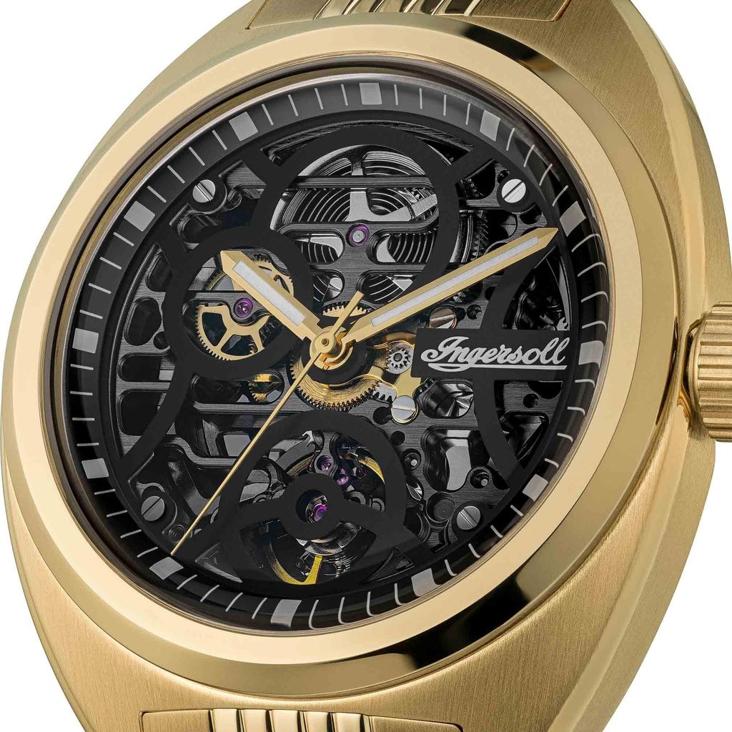 INGERSOLL Herrenuhr Automatikuhr gold / schwarz onesize Herren 44 mm I16901, I16902
