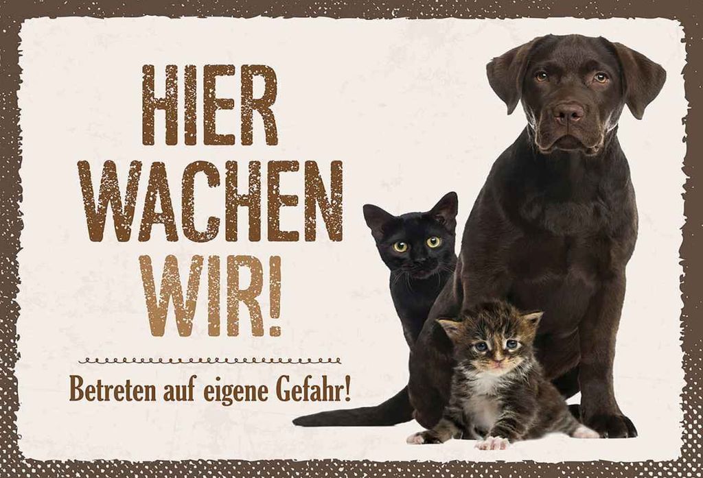 vianmo Holzschild 20x30 cm Tiere Hund hier wachen wir