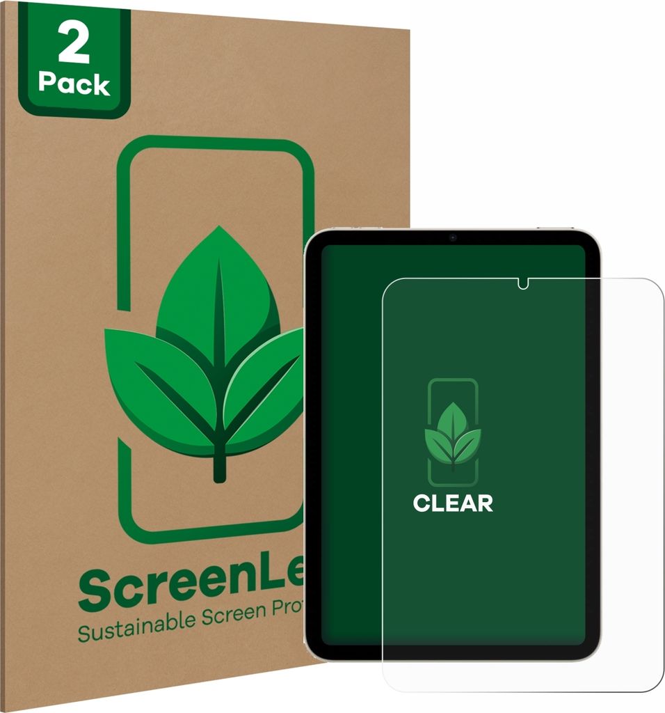 2x ScreenLeaf Schutzfolie für Apple iPad Mini 7 2024 nachhaltiger Displayschutz Display Schutz Folie Klar Transparent