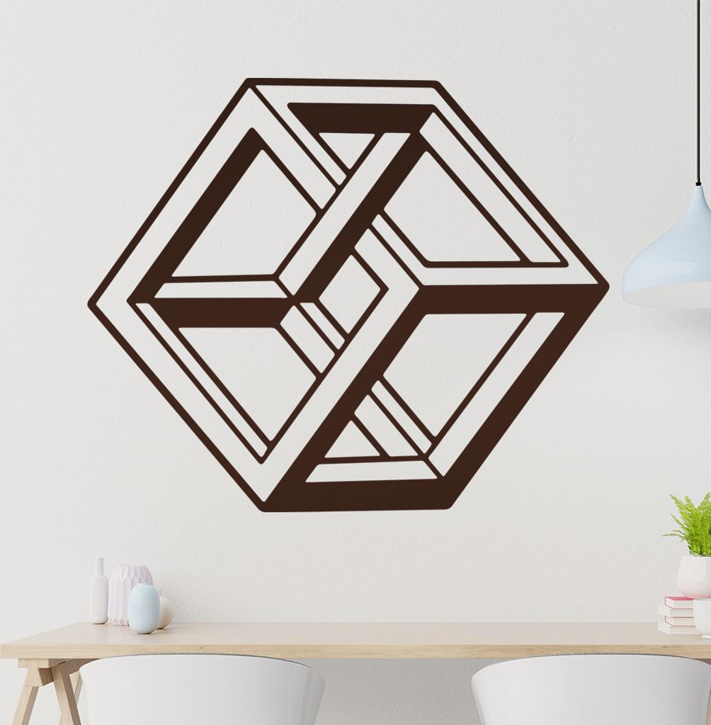 KIWISTAR Optische Täuschung Illusion - Würfel Wandtattoo in 6 Größen - Wandaufkleber Wall Sticker - Dekoration, Küche, Wohnzimmer, Schlafzimme...