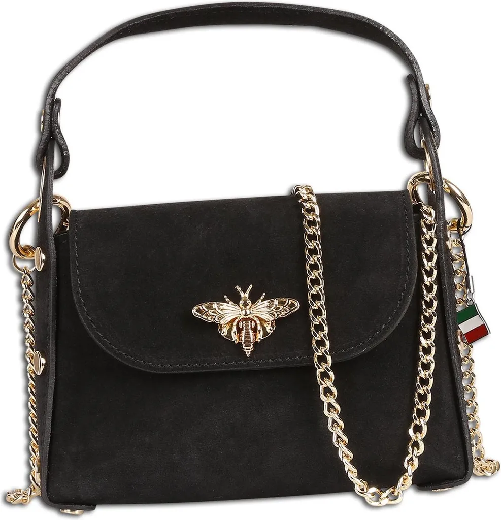 Florence bee borsa da donna in pelle scamosciata nera OTF844S1