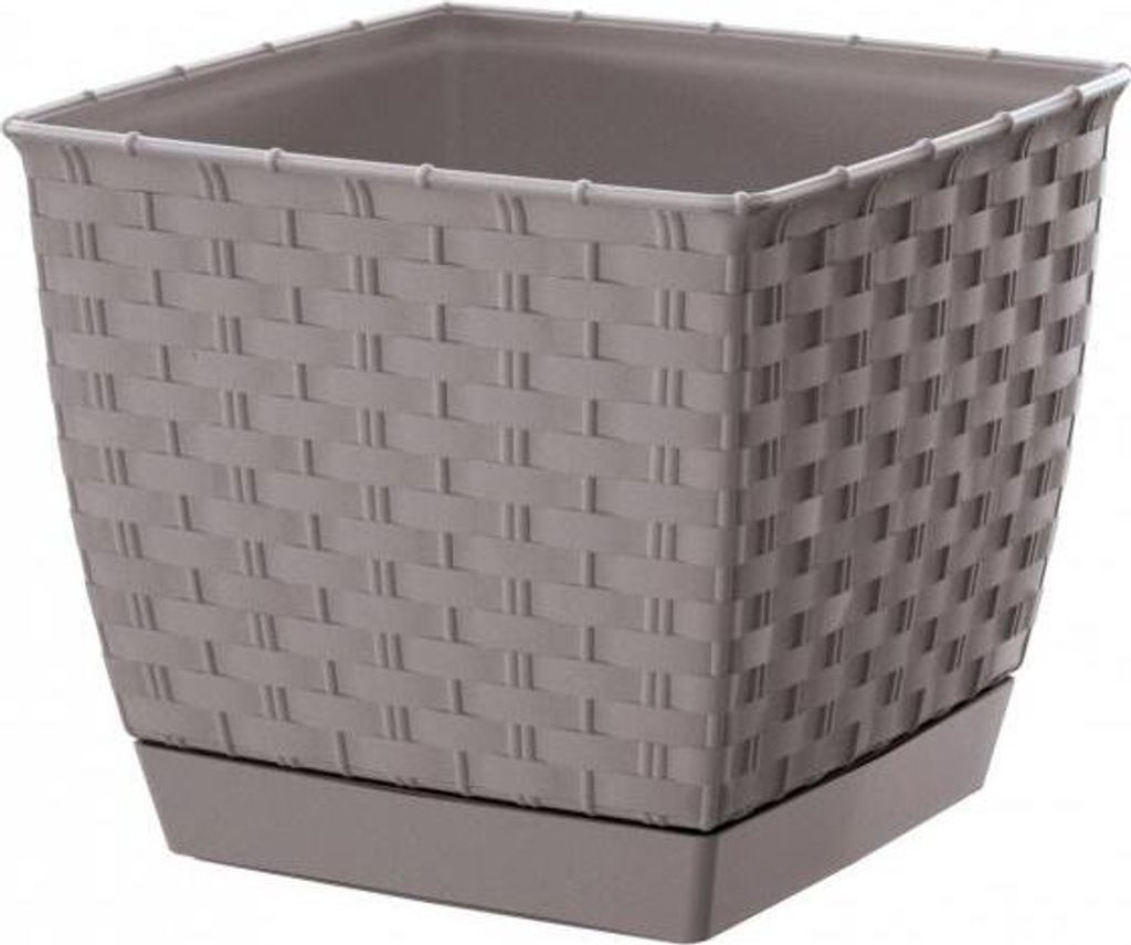 blumentopf RATOLLA SQUARE 25x25x22cm BEige (7529U) mit Schale