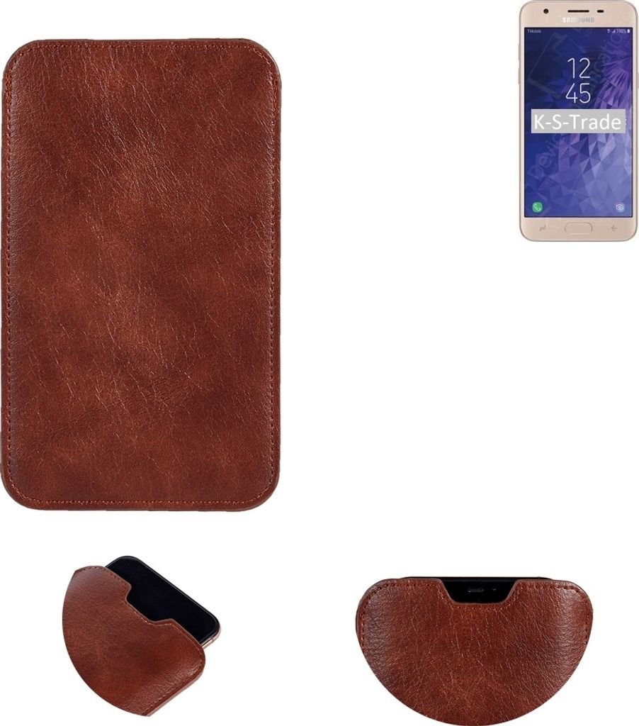 K-S-Trade Schutzhülle Handyhülle kompatibel mit Samsung Galaxy J3 Star Handytasche Kunstleder Sleeve in braun