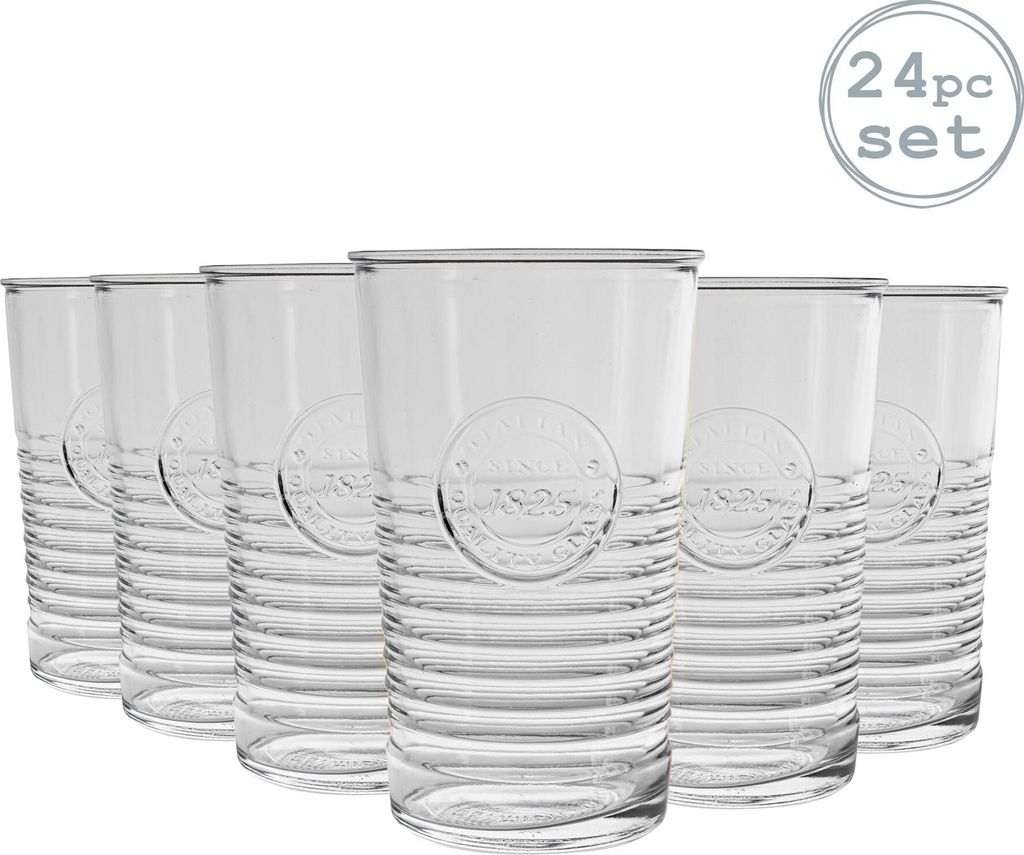 Bormioli Rocco Officina 1825 Zerfurchter Highball Cocktailgläser Set - 475ml - Packung mit 24
