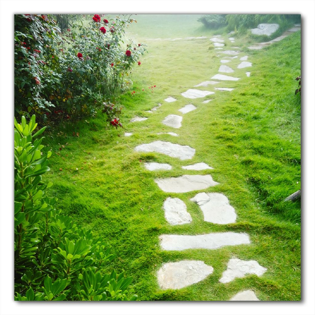 Wallario selbstklebende Möbelfolie/ Tischdecke für Innen und Außen, Größe: 70 x 70 cm - Steinweg im Grünen
