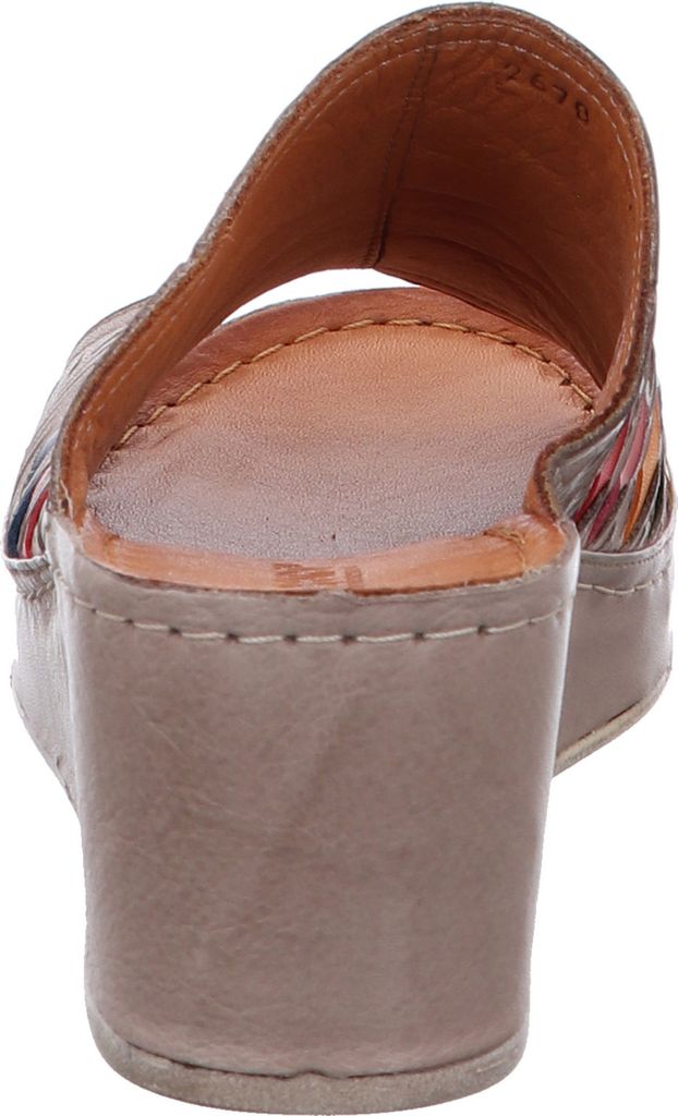 Gemini Damen Pantolette Leder Flechtoptik bunt Keilabsatz 032670-02, Größe:42 EU, Farbe:Grau