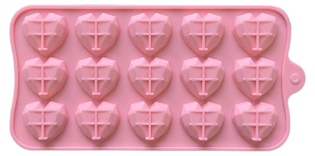 3D-Diamantherz-Silikonform mit 15 Fächern, ideal zum Backen von Kuchen, Schokoladenmousse und Desserts.