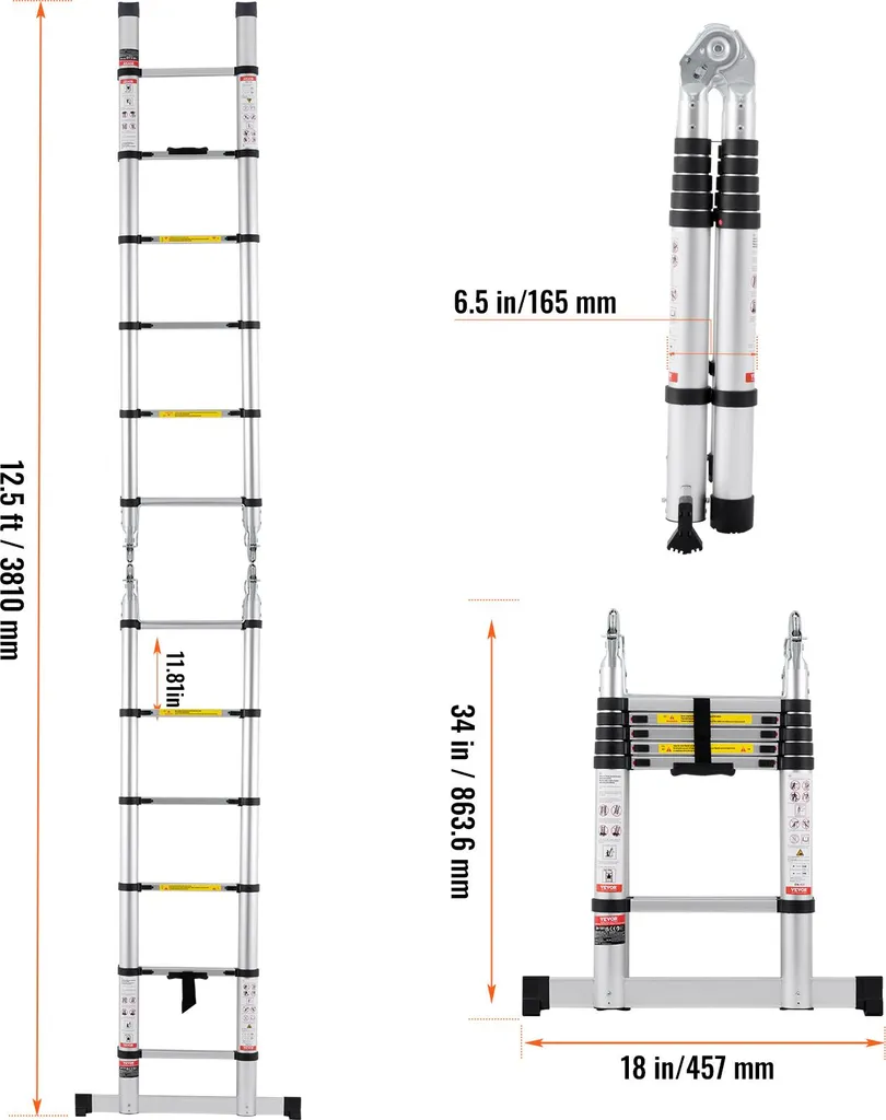 Échelle extensible en aluminium multi-usage pliable avec stabilisateur - 8