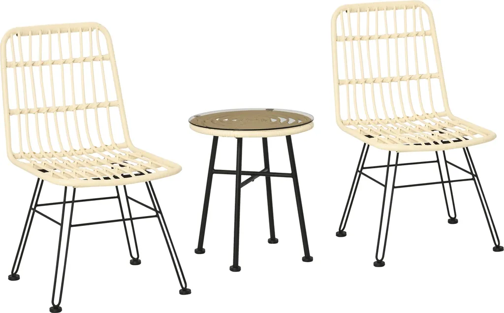 Mobilier de balcon Outsunny avec coussins déhoussables et verre trempé