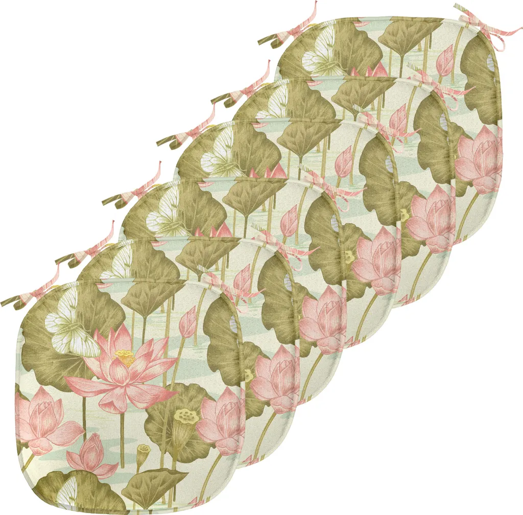 Galette de Chaise Imperméable Motif Jungle Vert Clair 40x40 - Set 6