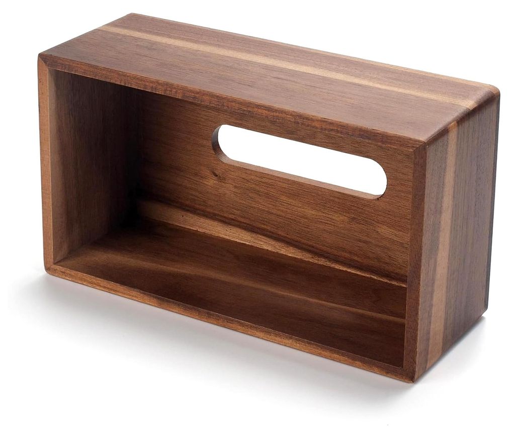 Kosmetiktücherbox aus Holz, Rechteckiger Halter für Tücher, Dekorative Taschentuchbox für Esstisch, Wohnzimmer, Badezimmer (Rechteckig, 25 x 14...