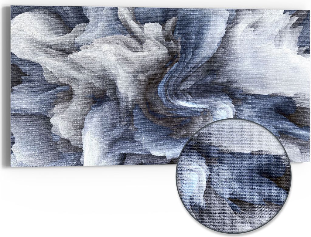 DEQORI Hybrid Leinwand Bild 60x30 cm 'Abstrakte Tiefen' Wandbild Glas flach modern