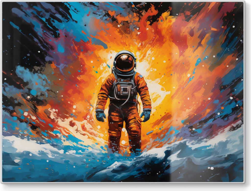 DEQORI Schneidebrett Glas 40x30 cm 'Kosmischer Traum' Schneideplatte Servierplatte groß