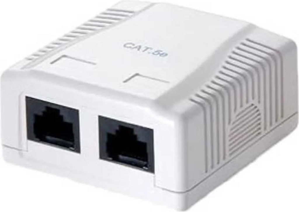 Equip Aufputzdose Cat5e 2xRJ45 UTP Premium RAL 9010 Reinweiß Polybeutel