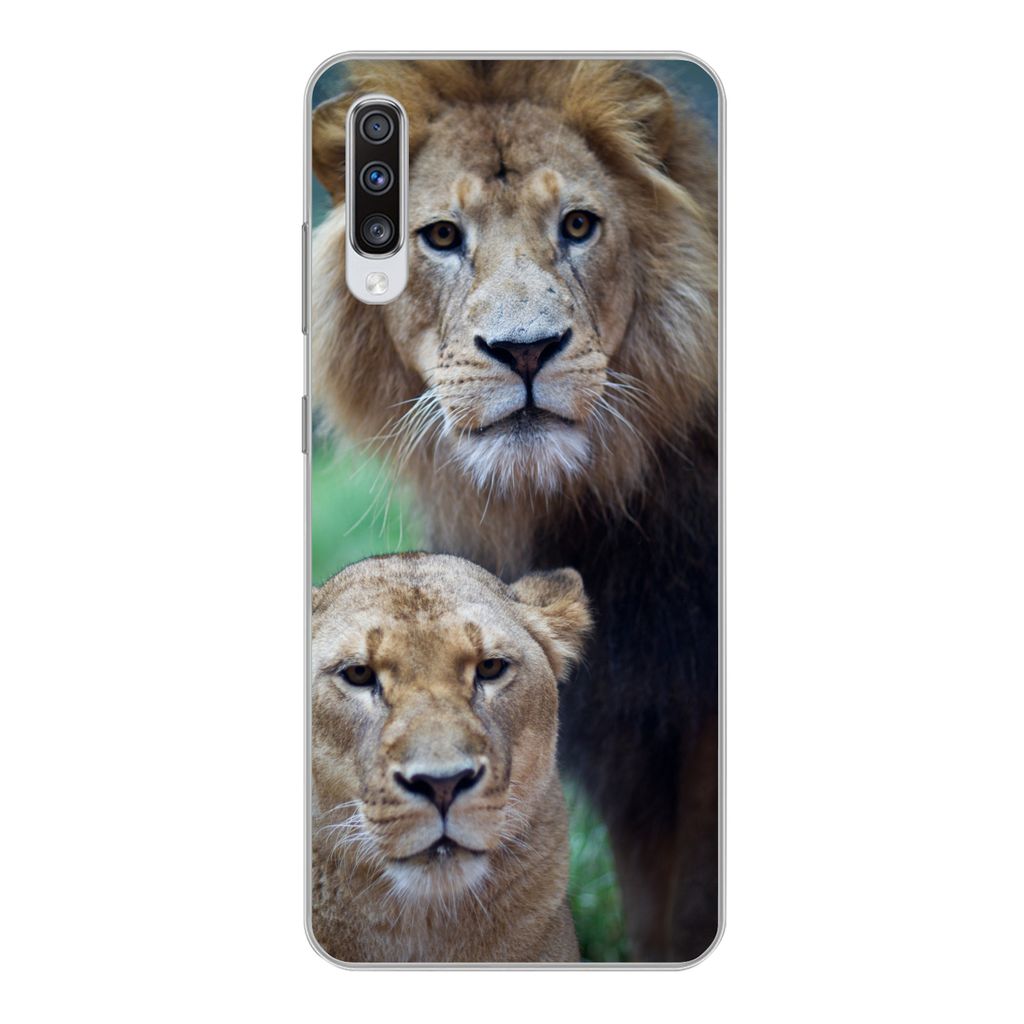 MuchoWow Handyhülle Schutzhülle Hülle für Samsung Galaxy A70 Porträt - Löwe Silikon Softcase Handy Hülle - Schutzhaube