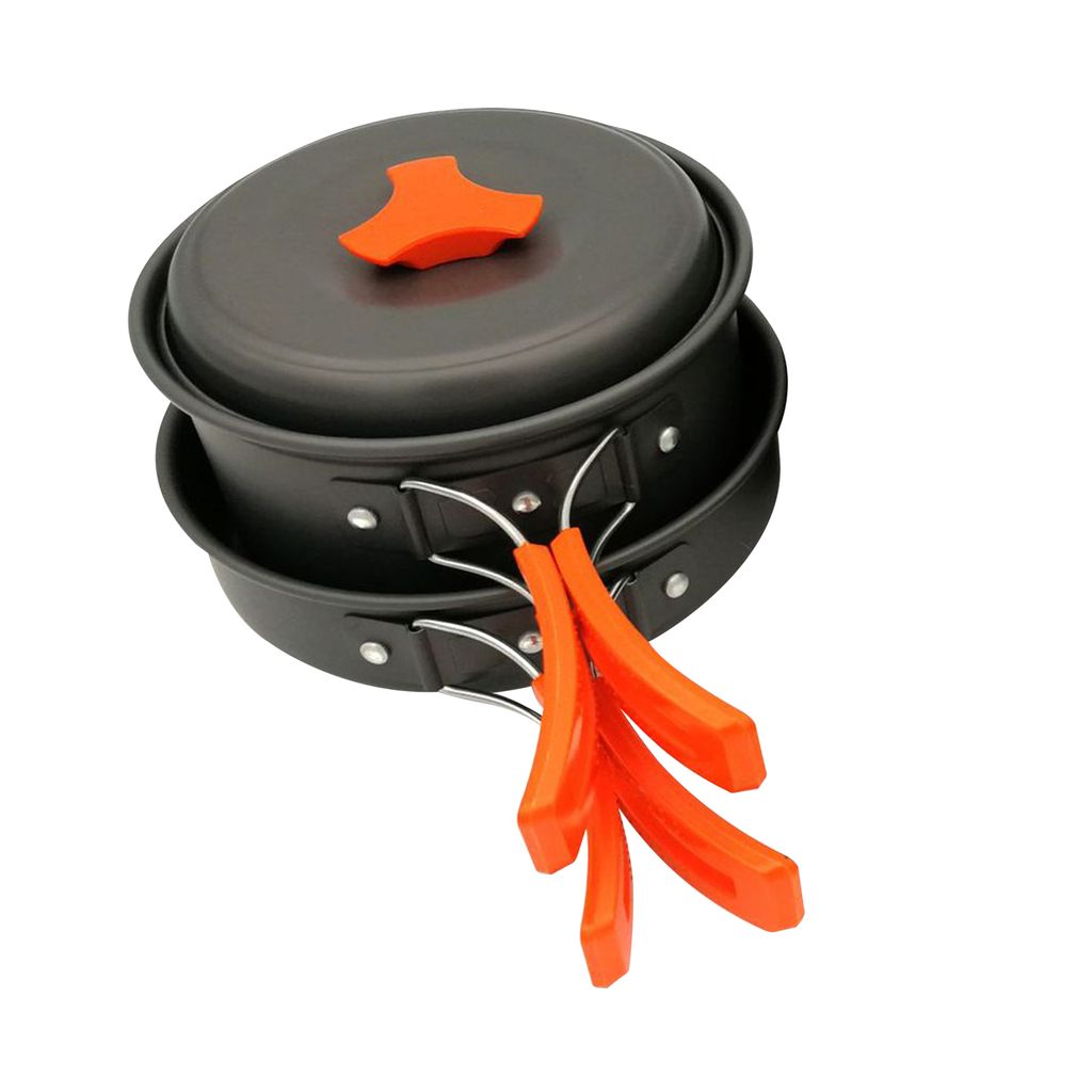 Camping Kochgeschirr Set Lagerfeuer Kochutensilien Klappkochset Tragbar Outdoor Wandern Rucksack Topf Pfanne Schuesseln Loeffel Mesh Tragetasche Ge...