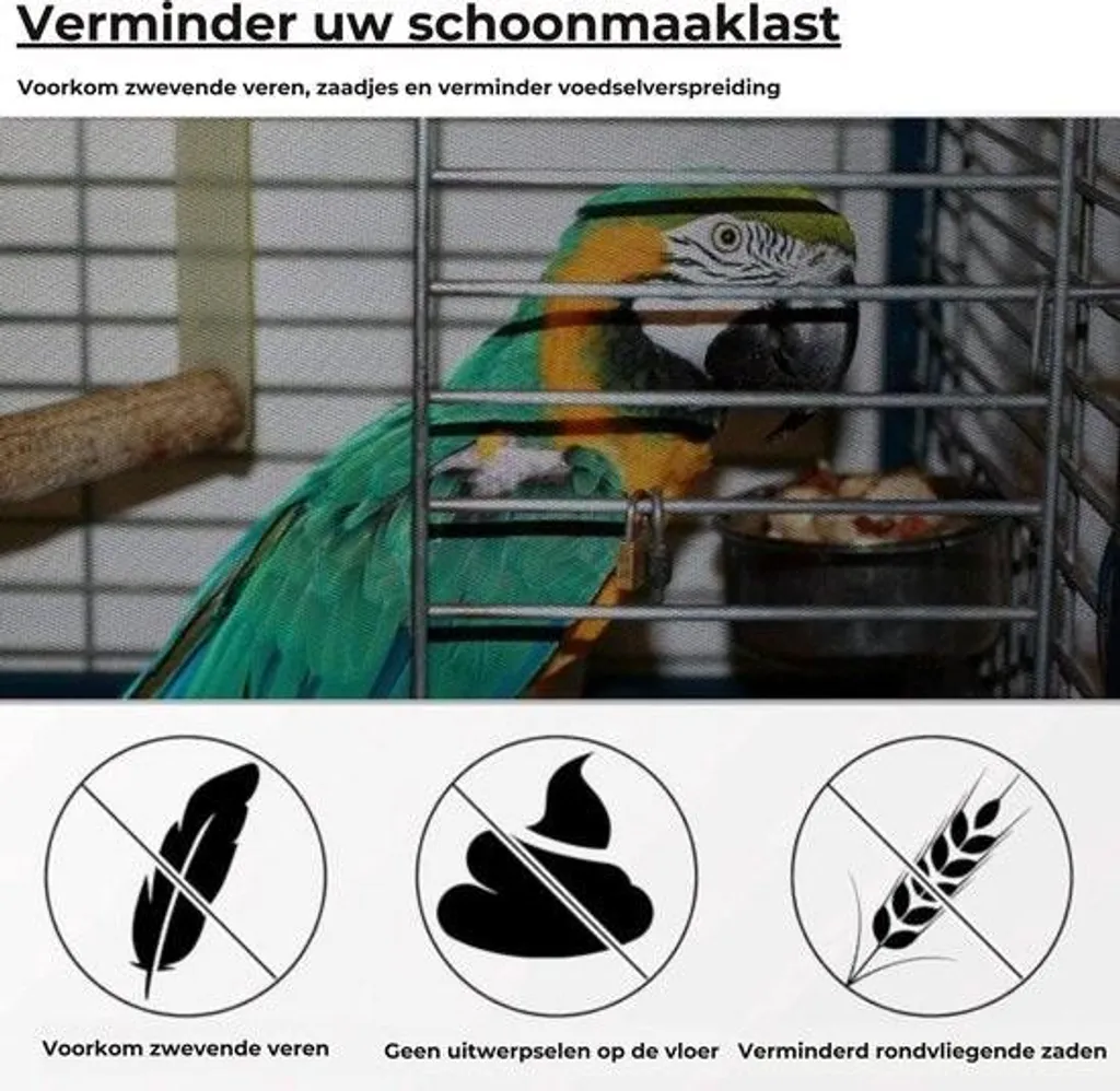 Stop aux Plumes et Graines : Filet de Cage Oiseaux Blanc Extra Large