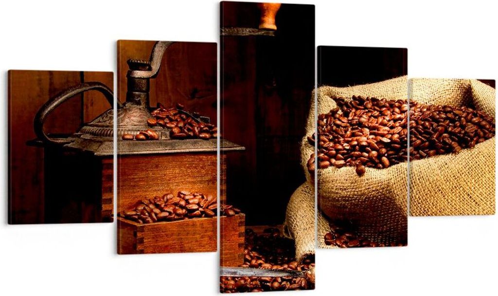 Bild auf Leinwand - Leinwandbild - Frühstück Schokolade Kaffee Bohnen - 125x70cm - Wand Bild - Wanddeko - Leinwanddruck - Bilder - Kunstdruck - L...
