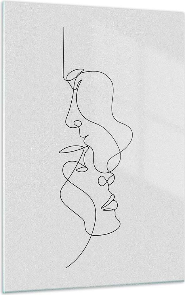 Bilder auf glas - Einteilig - Stück Linear Paar - 50x70cm - Glasbilder - Wandbilder - Bilder - zum Aufhängen bereit - Wanddekoration aus Glas - G...