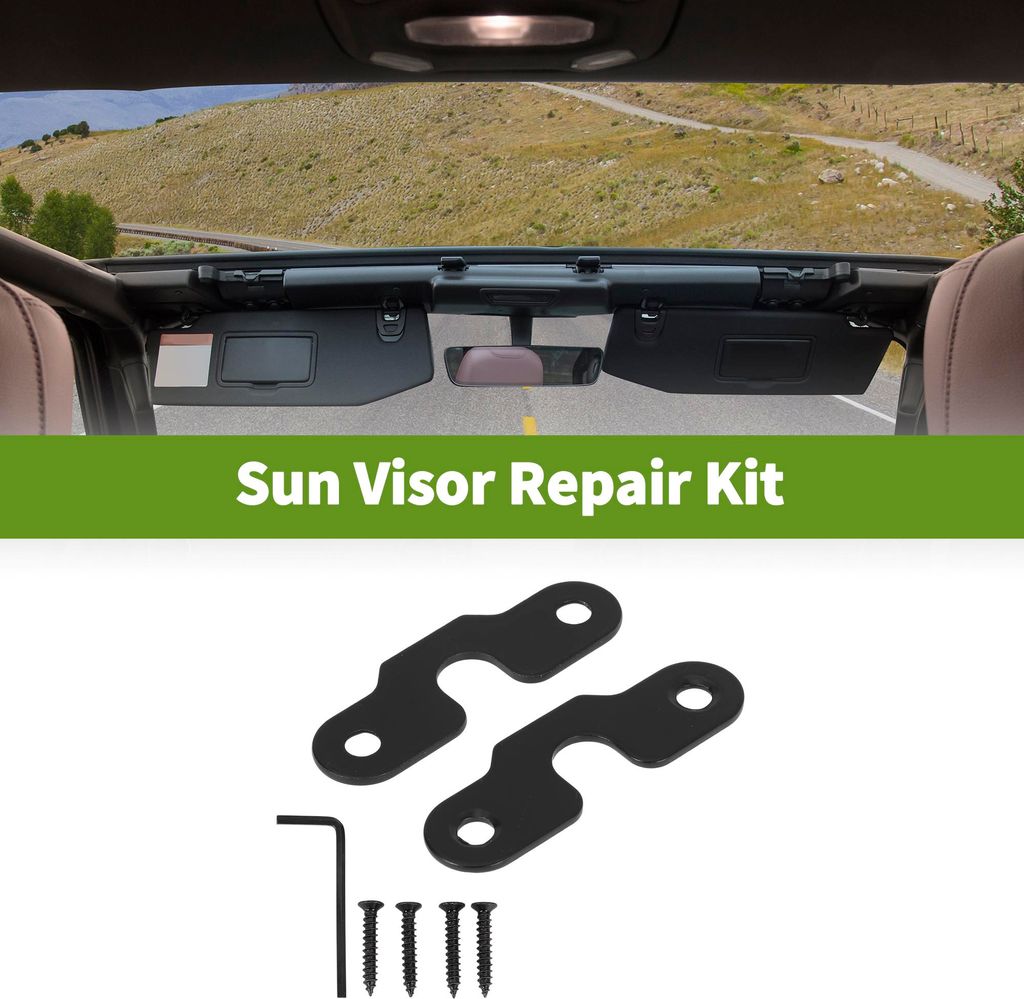 1 Satz Sonnenblenden Reparatur Kit Für Jeep Wrangler JK Aluminiumlegierung Schwarz Sonnenblenden Clip Ersatz Reparatur