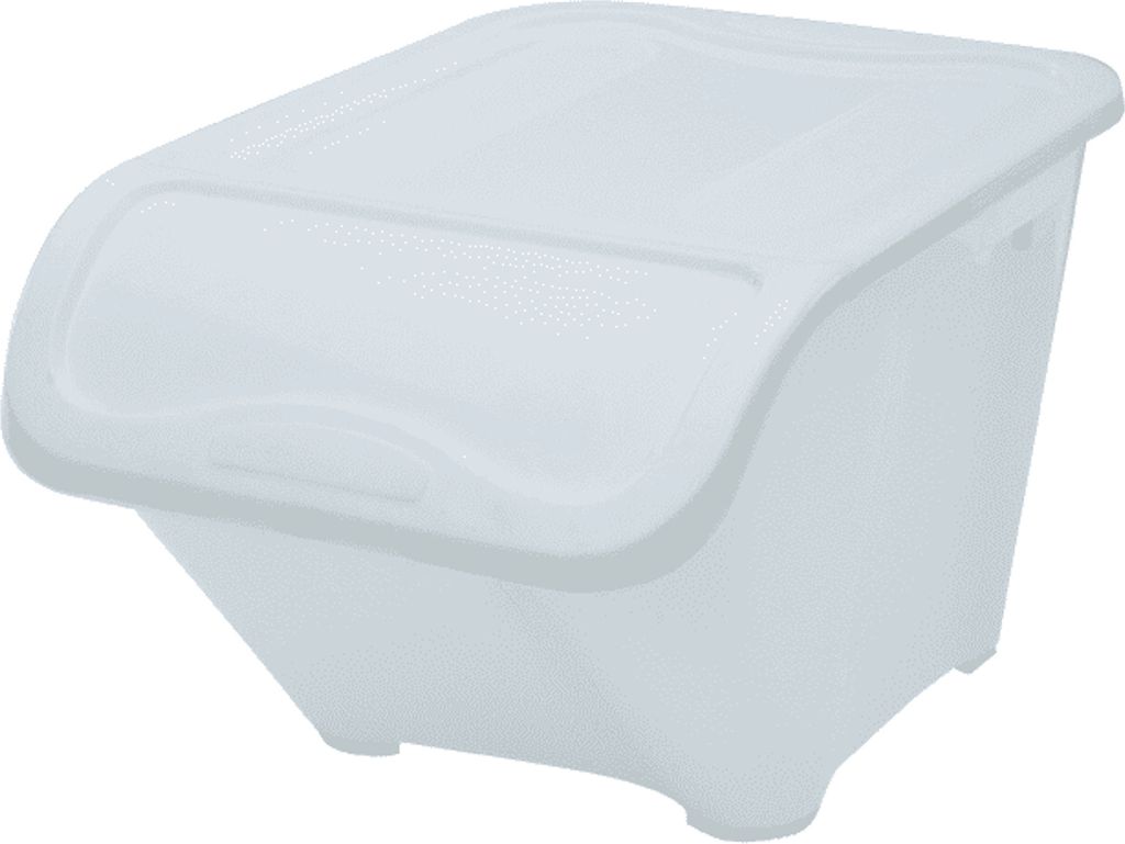 A white translucent plastic storage box with a lid.