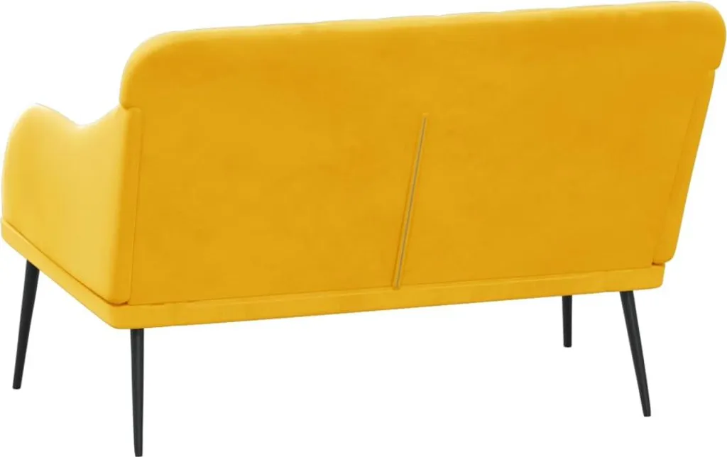 Banquette 2 places en velours jaune - Mobilier design chic 110 cm - 5