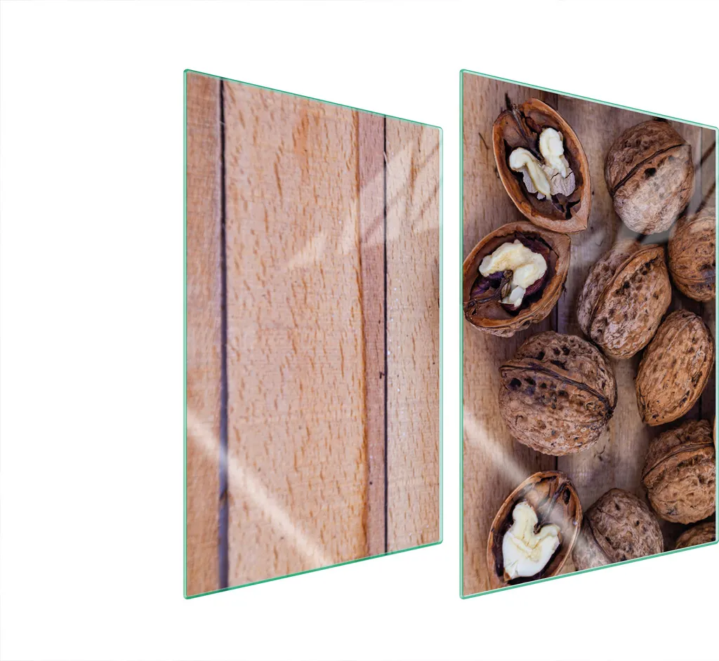 Piastre Coprifornelli 2 Pezzi 35x52 Vetro Temperato Effetto Legno Noccioline